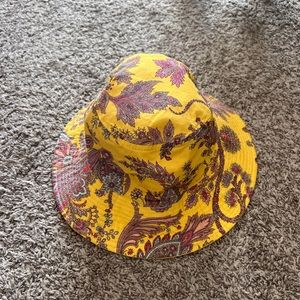 Yellow Paisley Printed J Crew Bucket Hat